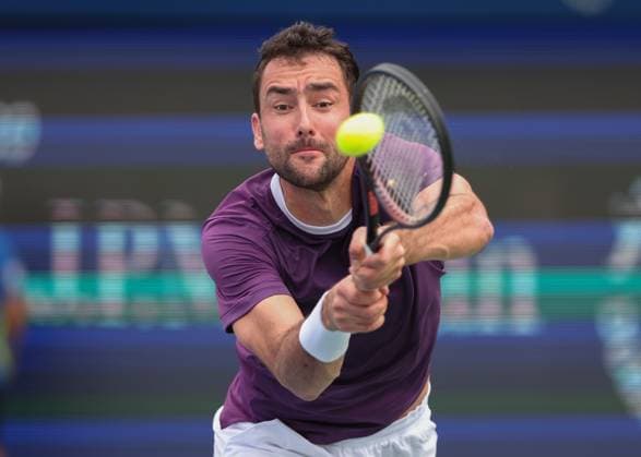 Marin Cilic (CRO), Dubai Duty Free Tennis Championships, Dubai, U.A.E. Tennis - Dubai Tennis Championships 2025 - ATP, Tennis Herren 500 - Dubai Duty Free Tennis Stadium - Dubai - - United Arab Emirates - 27 February 2025. Copyright: xJuergenxHasenkopfx