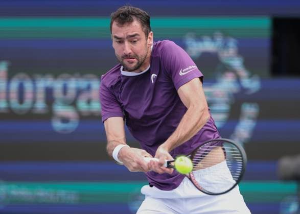 Marin Cilic (CRO), Dubai Duty Free Tennis Championships, Dubai, U.A.E. Tennis - Dubai Tennis Championships 2025 - ATP, Tennis Herren 500 - Dubai Duty Free Tennis Stadium - Dubai - - United Arab Emirates - 27 February 2025. Copyright: xJuergenxHasenkopfx