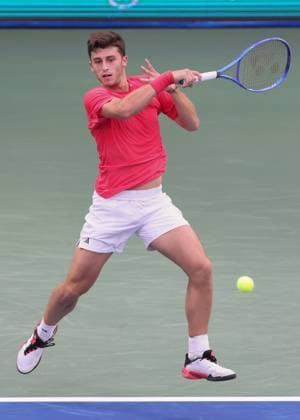 Luca Nardi (ITA), Dubai Duty Free Tennis Championships, Dubai, U.A.E. Tennis - Dubai Tennis Championships 2025 - ATP, Tennis Herren 500 - Dubai Duty Free Tennis Stadium - Dubai - - United Arab Emirates - 27 February 2025. Copyright: xJuergenxHasenkopfx