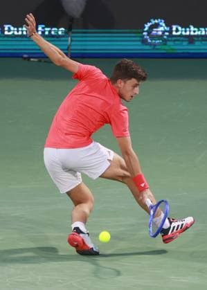 Luca Nardi (ITA), Dubai Duty Free Tennis Championships, Dubai, U.A.E. Tennis - Dubai Tennis Championships 2025 - ATP, Tennis Herren 500 - Dubai Duty Free Tennis Stadium - Dubai - - United Arab Emirates - 27 February 2025. Copyright: xJuergenxHasenkopfx