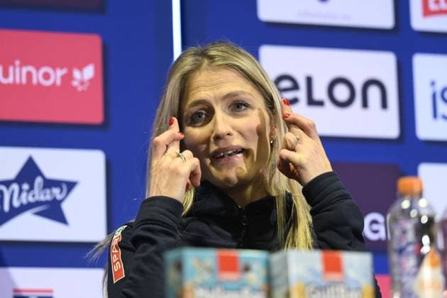 Sport Themen der Woche KW09 Sport Bilder des Tages TRONDHEIM, NORGE 20250228 Skidakaren Therese Johaug i centrum när Norges lag haller pressträff under skid-VM 2025 i Trondheim. *** Bilden ingar i SPORTPAKET. För ö)riga BETALBILD *** TRONDHEIM NORGE x10080x *** TRONDHEIM, NORWAY 20250228 Skier Therese Johaug in the center when the Norwegian team holds a press conference during the 2025 World Ski Championships in Trondheim The picture is in the SPORTPAKET For other PAYMENT PICTURES TRONDHEIM NORWAY x10080x  Copyright: xFredrikxSandberg TTx SKID-VM 2025 SPRINT