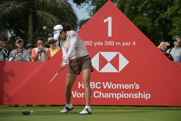 (250228) -- SINGAPORE, Feb. 28, 2025 -- Kim A Lim of South Korea tees off during the second round of the HSBC Women s Golf World Championship, WM, Weltmeisterschaft held in Singapore s Sentosa Golf Club on Feb. 28, 2025. (Photo by Xinhua) (SP)SINGAPORE-GOLF-WOMEN S WORLD CHAMPIONSHIP ThenxChihxWey 