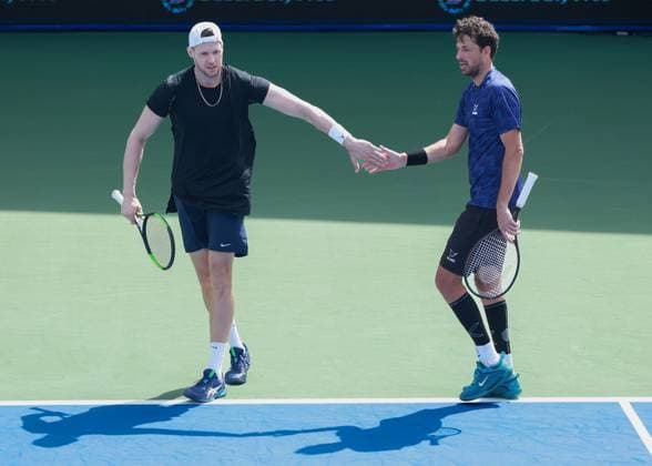 Robin Haase und Hendrik Jebens, Herren Doppel, Men s Doubles, Dubai Duty Free Tennis Championships, Dubai, U.A.E. Tennis - Dubai Tennis Championships 2025 - ATP, Tennis Herren 500 - Dubai Duty Free Tennis Stadium - Dubai - - United Arab Emirates - 28 February 2025. Copyright: xJuergenxHasenkopfx