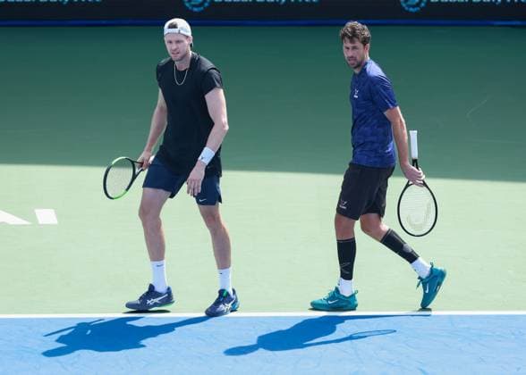 Robin Haase und Hendrik Jebens, Herren Doppel, Men s Doubles, Dubai Duty Free Tennis Championships, Dubai, U.A.E. Tennis - Dubai Tennis Championships 2025 - ATP, Tennis Herren 500 - Dubai Duty Free Tennis Stadium - Dubai - - United Arab Emirates - 28 February 2025. Copyright: xJuergenxHasenkopfx