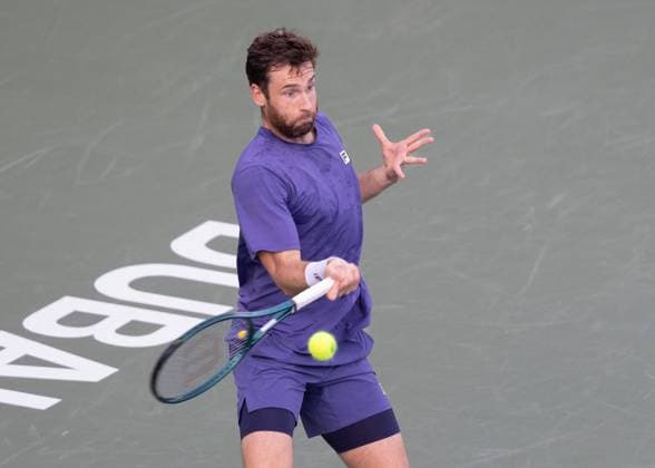 Quentin Halys, Dubai Duty Free Tennis Championships, Dubai, U.A.E. Tennis - Dubai Tennis Championships 2025 - ATP, Tennis Herren 500 - Dubai Duty Free Tennis Stadium - Dubai - - United Arab Emirates - 28 February 2025. Copyright: xJuergenxHasenkopfx
