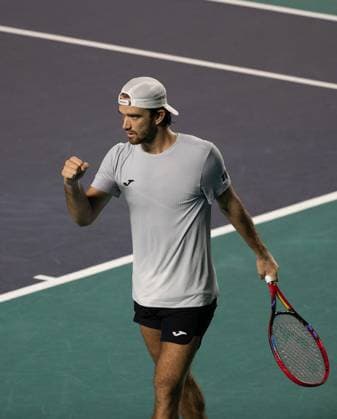 (250301) -- ACAPULCO, March 1, 2025 -- Tomas Machac of the Czech Republic reacts during the singles semifinal match against Nakashima Brandon of the United States at the 2025 ATP, Tennis Herren Mexican Open tennis tournament in Acapulco, Mexico, Feb. 28, 2025. ) (SP)MEXICO-ACAPULCO-TENNIS-ATP-MEXICAN OPEN-SINGLES-SEMIFINAL LixMengxin 
