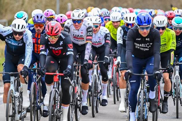 Omloop Het Nieuwsblad 2025 Cycling Race Ninove, Belgium - March 01 : Politt Nils (GER) of UAE Team Emirates - XRG in the peloton during the Men Elite UCI World Tour 80th Flanders Classics Omloop Het Nieuwsblad cycling race of 197 kms with start in Ghent and finish in Ninove on March 1, 2025 in Ninove, Belgium, 1 03 2025 ( Motordriver Kenny Verfaillie - Ninove Belgium  Copyright: xVincentxKalutx