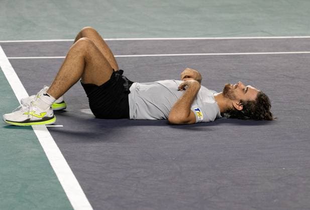 (250302) -- ACAPULCO, March 2, 2025 -- Tomas Machac celebrates after the singles final match between Tomas Machac of the Czech Republic and Alejandro Davidovich Fokina of Spain at the 2025 ATP, Tennis Herren Mexican Open tennis tournament in Acapulco, Mexico, March 1, 2025. ) (SP)MEXICO-ACAPULCO-TENNIS-ATP-MEXICAN OPEN-SINGLES-FINAL LixMengxin 