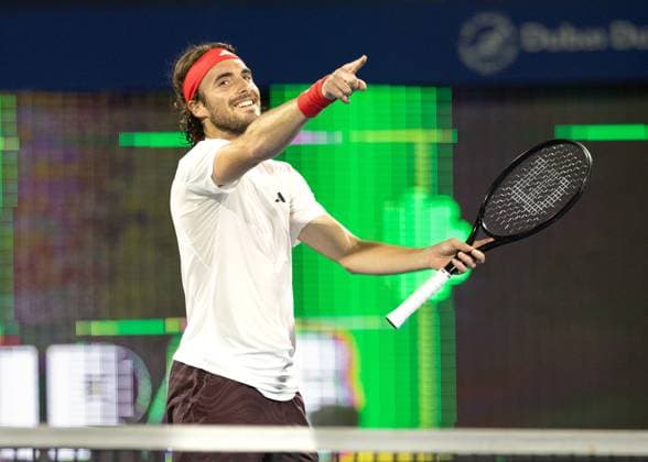 Stefanos Tsitsipas jubelt nach dem Sieg,Jubel,Freude, Emotion, Endspiel, Final, Dubai Duty Free Tennis Championships, Dubai, U.A.E. Copyright: xJuergenxHasenkopfx