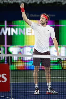 Stefanos Tsitsipas jubelt nach dem Sieg,Jubel,Freude, Emotion, Endspiel, Final, Dubai Duty Free Tennis Championships, Dubai, U.A.E. Copyright: xJuergenxHasenkopfx
