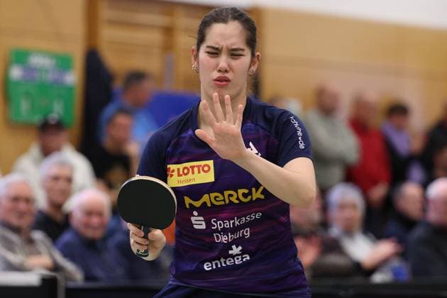 2025.03.01 Tischtennis Damen 1. Bundesliga TSV 1909 Langstadt - TTC 1946 Weinheim v.l., Franziska Schreiner (TSV Langstadt Tischtennis Damen 1.Bundesliga) enttaeuscht, enttaeuscht schauend, dissapointed, traurig, frustiert, frust, gefrustet