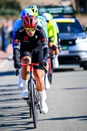 German Marius Mayrhofer of Tudor Pro Cycling Team pictured in action during the Kuurne-Brussels-Kuurne one day cycling race, 196,9 km from Kuurne to Kuurne via Brussels, Sunday 02 March 2025. POOLxTOMASxSISK  x114004485x