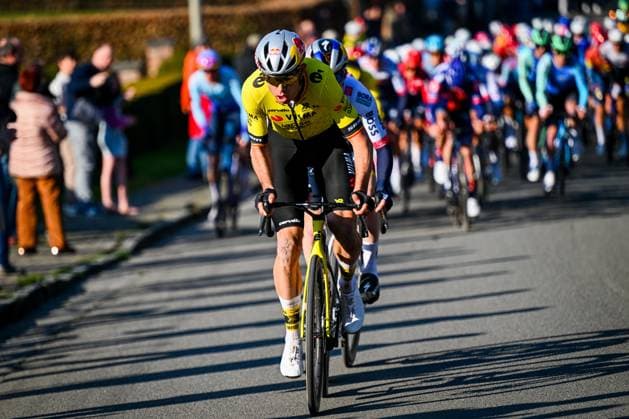 Belgian Wout van Aert of Team Visma-Lease a Bike pictured in action during the Kuurne-Brussels-Kuurne one day cycling race, 196,9 km from Kuurne to Kuurne via Brussels, Sunday 02 March 2025. POOLxLUCxCLAESSEN  x114012369x