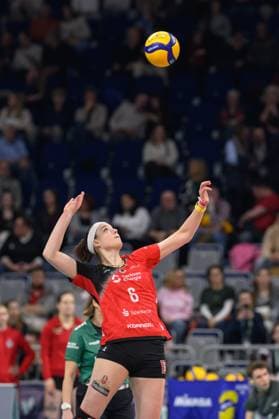 RECORD DATE NOT STATED Victoria Demidova (Nr. 6, Außenangriff, Dresdner SC 1898); DVV Pokalfinale 2025 Frauen, Manheim am 02.03.2025 Copyright: xBEAUTIFULxSPORTS PeterxWeberx