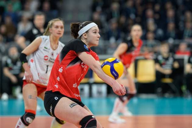 RECORD DATE NOT STATED Victoria Demidova (Nr. 6, Außenangriff, Dresdner SC 1898); DVV Pokalfinale 2025 Frauen, Manheim am 02.03.2025 Copyright: xBEAUTIFULxSPORTS PeterxWeberx