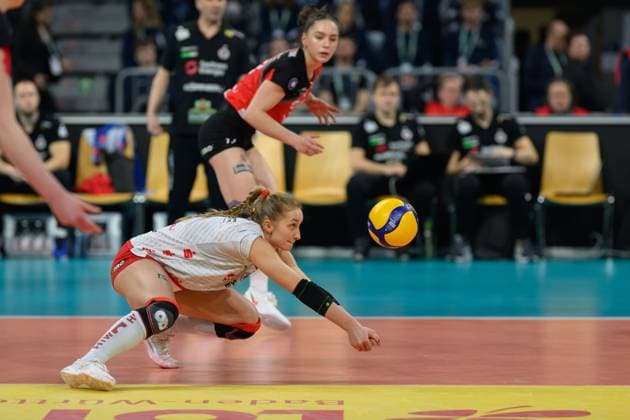 RECORD DATE NOT STATED Patricia Nestler (Nr. 1, Libera, Dresdner SC 1898); DVV Pokalfinale 2025 Frauen, Manheim am 02.03.2025 Copyright: xBEAUTIFULxSPORTS PeterxWeberx