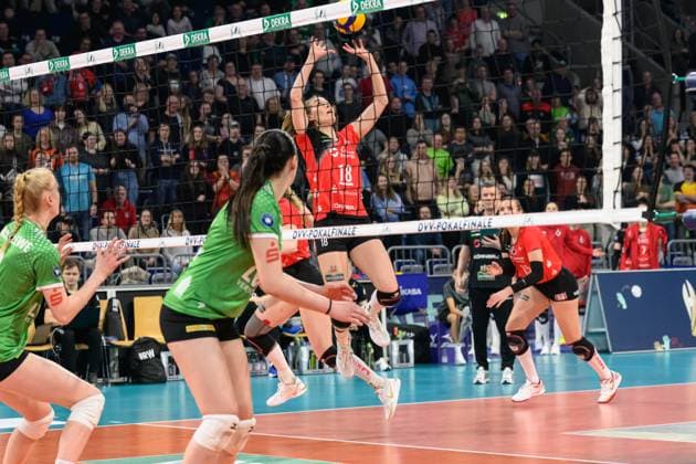 RECORD DATE NOT STATED Sarah Straube (Nr. 18, Zuspiel, Dresdner SC 1898); DVV Pokalfinale 2025 Frauen, Manheim am 02.03.2025 Copyright: xBEAUTIFULxSPORTS PeterxWeberx