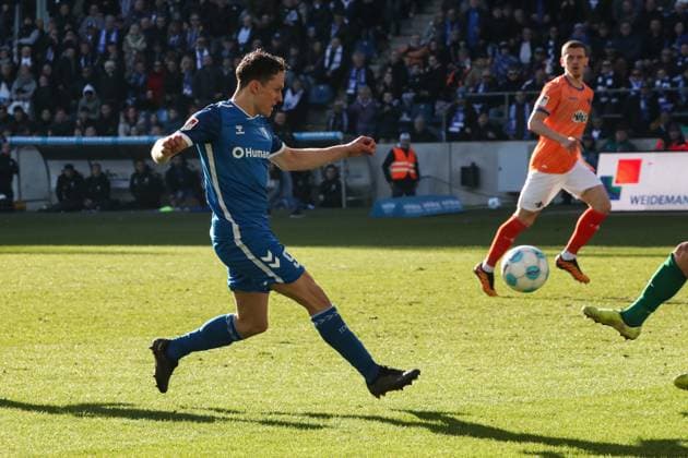 Torschütze Martijn Kaars (1. FC Magdeburg,9) trifft zum 4-1 - 2. Fußball Bundesliga Saison 2024-2025 1. FC Magdeburg vs. SV Darmstadt 98 in der Avnet Arena in Magdeburg - Aktion,Fußball,Mann,Männer,Deutschland,02.03.2025