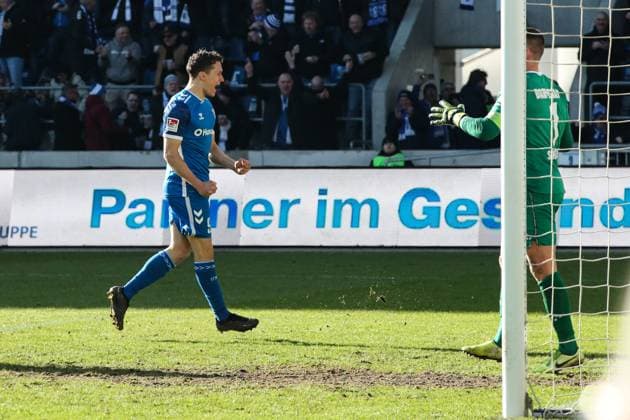 Torjubel - Torschütze Martijn Kaars (1. FC Magdeburg,9) trifft zum 4-1 - 2. Fußball Bundesliga Saison 2024-2025 1. FC Magdeburg vs. SV Darmstadt 98 in der Avnet Arena in Magdeburg - Aktion,Fußball,Mann,Männer,Deutschland,02.03.2025
