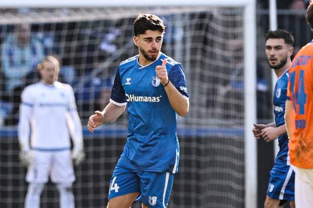 Torjubel - Torschütze Abu-Bekir Ömer El-Zein (1. FC Magdeburg,14) trifft zum 3-1 - 2. Fußball Bundesliga Saison 2024-2025 1. FC Magdeburg vs. SV Darmstadt 98 in der Avnet Arena in Magdeburg - Aktion,Fußball,Mann,Männer,Deutschland,02.03.2025