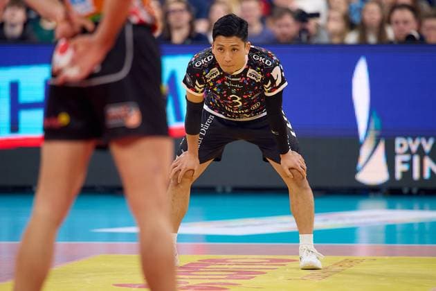 Shohei Nose (SWD powervolleys Dueren, 03) erwartet den Aufschlag GER, BERLIN RECYCLING Volleys - SWD powervolleys Dueren, Volleyball, DVV-Pokalfinale Maenner 2025, 02.03.25 GER, BERLIN RECYCLING Volleys - SWD powervolleys Dueren, Volleyball, DVV-Pokalfinale Maenner 2025, 02.03.25 Mannheim Copyright: xEibner-Pressefoto GeraldxOelze-dexStoppanyx EP-ODS
