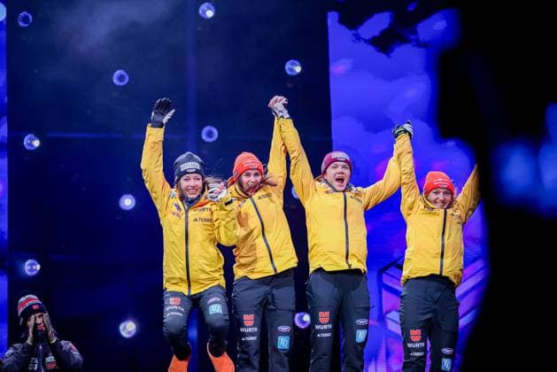 RECORD DATE NOT STATED 2.03.2025 MISTRZOSTWA SWIATA W NARCIARSTWIE KLASYCZNYM TRONDHEIM 2025 SKOKI NARCIARSKIE KOBIET KONKURS DRUZYNOWY MEDALE FIS NORDIC WORLD SKI CHAMPIONSHIPS Ski jumping, Skispringen, Ski, nordisch WOMEN TEAM COMPETITION MEDAL CEREMONY N Z SEYFARTH JULIANE, SCHMID KATHARINA, REISCH AGNES, FREITAG SELINA FOT. JULIA PIATKOWSKA NEWSPIX.PL --- newspix.pl 