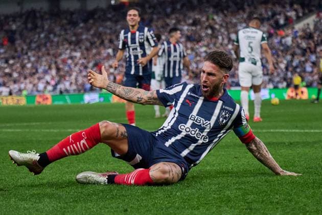 RECORD DATE NOT STATED Liga BBVA MX Clausura 2025 Monterrey vs Santos Sergio Ramos celebrates his goal 2-1 of Monterrey during the 10th round match between Monterrey and Santos as part of the Liga BBVA MX, Torneo Clausura 2025 at BBVA Bancomer Stadium, on March 02, 2025 in Monterrey, Nuevo Leon, Mexico. MONTERREY NUEVO LEON MEXICO  Copyright: xJorgexMartinezx 20250302213431_LMX_C25_MTY_SAN_RAMOS145