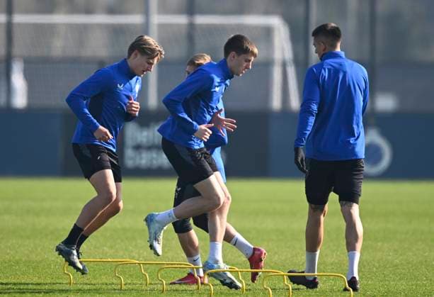 Club Brugge v Aston Villa - UEFA Champions League Media Activities 03 03 2025 WESTKAPELLE, BELGIUM - MARCH 03 : Vermant Romeo forward of Club Brugge, Spileers Jorne defender of Club Brugge pictured during a training session ahead of the UEFA Champions League 2024 25 round of 16 match first round between Club Brugge and Aston Villa on March 3, 2025 in Westkapelle, Belgium, 03 03 2025 Westkapelle Belgium  Copyright: xTomasxSiskx