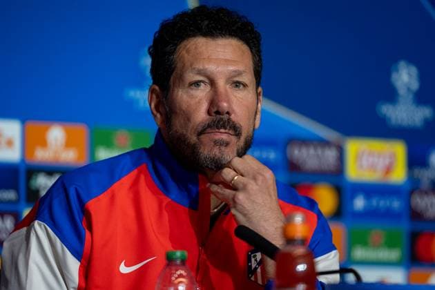 UEFA Champions League 2024 25 Round of 16 First Leg: Atletico de Madrid press conference, PK, Pressekonferenz Diego Pablo Simeone, head coach of Atletico de Madrid, seen speaking during the UEFA Champions League 2024 25 League Round of 16 First Leg press conference at Estadio Riyadh Air Metropolitano on March 03, 2025 in Madrid, Spain. Madrid Estadio Riyadh Air Metropolitano Madrid Spain Copyright: xAlbertoxGardinx AGardin_20250303_Champ_Atletico_Madrid_PC_0139