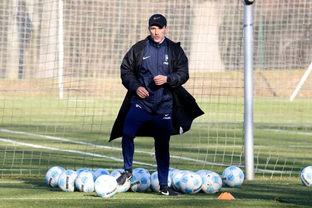 DEU, DFL, 2. FBL Hertha BSC, Training, 03.03.2025, Sportforum, Berlin, DEU, DFL, 2. FBL Hertha BSC, Training, im Bild Cheftrainer Stefan Leitl (Hertha BSC Berlin) DFL - regulations prohibit any use of Photographs as image sequences and or quasi-video Foto: Juergen Engler nordphoto GmbH