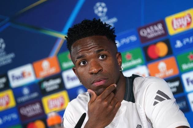 Real Madrid CF s Vinicius Junior during the press conference, PK, Pressekonferenz prior to the first leg of the Champions League Round of 16 against Atletico de Madrid. March 3, 2025. (2025030305)