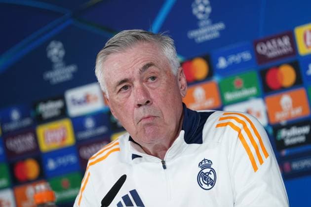 REAL MADRID CF v ATLETICO DE MADRID. CHAMPIONS LEAGUE 2024 2025. ROUND OF 16. 1ST LEG. Real Madrid CF s coach Carlo Ancelotti during the press conference, PK, Pressekonferenz prior to the first leg of the Champions League Round of 16 against Atletico de Madrid. March 3, 2025. (ALTERPHOTOS Acero) MadridSpain  Copyright: xAcerox