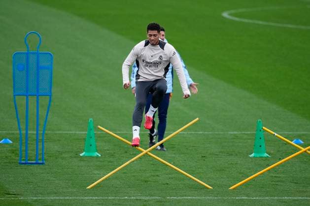 Sport Bilder des Tages March 3, 2025, Valdebebas, Madrid, SPAIN: Jude Bellingham during the training day ahead of the UEFA Champions League, football match against Atletico de Madrid, at Ciudad Deportiva Real Madrid on March 03, 2025, in Madrid, Spain. Valdebebas SPAIN - ZUMAa181 20250303_zaa_a181_167 Copyright: xOscarxJ.xBarrosox