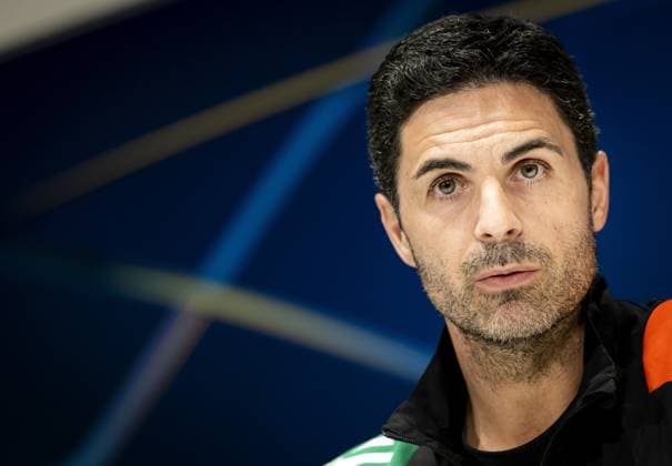 EINDHOVEN - Arsenal coach Mikel Arteta during the press conference, PK, Pressekonferenz ahead of the meeting between the English team and PSV in the Champions League eighth final in Eindhoven. ANP KOEN VAN WEEL xVIxANPxSportx xxANPxIVx 521490347 originalFilename: 521490347.jpg
