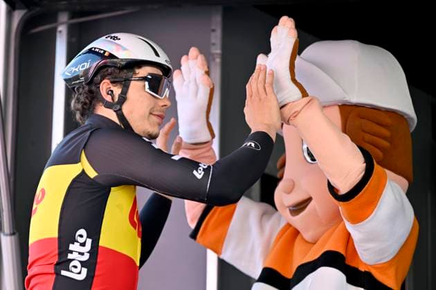 Samyn Classic 2025 DOUR, BELGIUM - MARCH 04 : De Lie Arnaud (BEL) of Lotto pictured during the 57th edition of the Samyn cycling race, with start in Quaregnon and finish in Dour after 199km of racing on March 4, 2025 in Dour, Belgium, 04 03 2025 Dour Belgium  Copyright: xJanxDexMeuleneirx