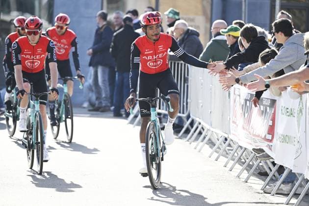 French Emmanuel Houcou of Arkea-BB Hotels pictured at the start of the Ename Samyn Classic one day cycling race, 199,1km from Quaregnon to Dour on Tuesday 04 March 2025. TOM GOYVAERTS TomxGoyvaerts  x114212063x