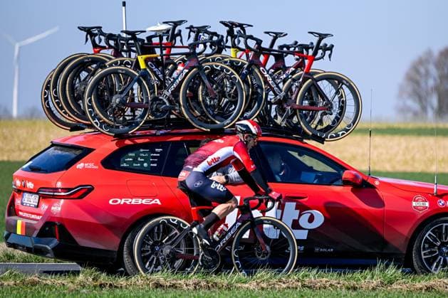 Belgian Jasper De Buyst of Lotto Cycling Team pictured in action during the Ename Samyn Classic one day cycling race, 199,1km from Quaregnon to Dour on Tuesday 04 March 2025. TOM GOYVAERTS TomxGoyvaerts  x114215051x