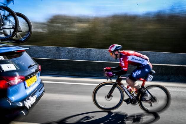 Belgian Jasper De Buyst of Lotto Cycling Team pictured in action during the Ename Samyn Classic one day cycling race, 199,1km from Quaregnon to Dour on Tuesday 04 March 2025. TOM GOYVAERTS TomxGoyvaerts  x114215056x
