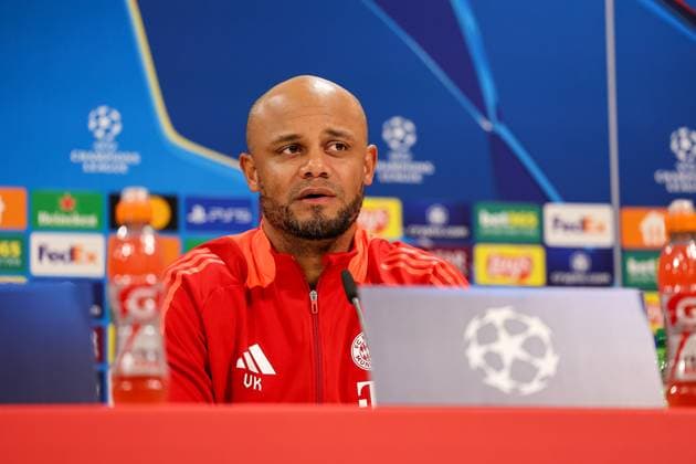 Vincent Kompany (FC Bayern Muenchen, Cheftrainer) bei der Pressekonferenz, GER, Internationale Pressekonferenz, FC Bayern Muenchen, Fussball, UEFA Champions League, Achtelfinale Hinspiel, Saison 2024 2025, 04.03.2025, GER, Internationale Pressekonferenz, FC Bayern Muenchen, Fussball, UEFA Champions League, Achtelfinale Hinspiel, Saison 2024 2025, 04.03.2025 Muenchen Copyright: xEibner-Pressefoto JennixMaulx EP_JML