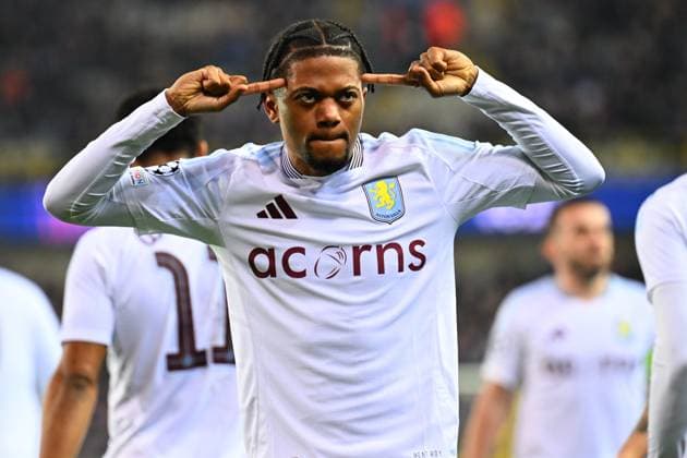 Sport Bilder des Tages Club Brugge v Aston Villa - UEFA Champions League BRUGGE, BELGIUM - MARCH 04 : Bailey Leon forward of Aston Villa celebrating scoring a goal during the UEFA Champions League 2024 25 round of 16 match first round between Club Brugge and Aston Villa on March 4, 2025 in Brugge, Belgium, 04 03 2025 Brugge Belgium  Copyright: xTomasxSiskx