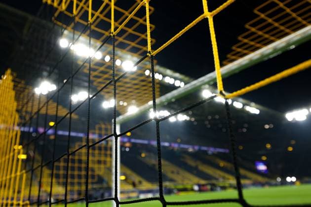 04.03.2025, UEFA Champions League, Achtelfinale, Borussia Dortmund - Lille OSC, Nahaufnahme des Tornetzes, im Hintergrund ist die Ostribüne, Dortmund Signal Iduna Park NRW Deutschland xRHR-FOTO DEx Copyright: DennisxEwert RHR-FOTOx RHR-FOTO DE