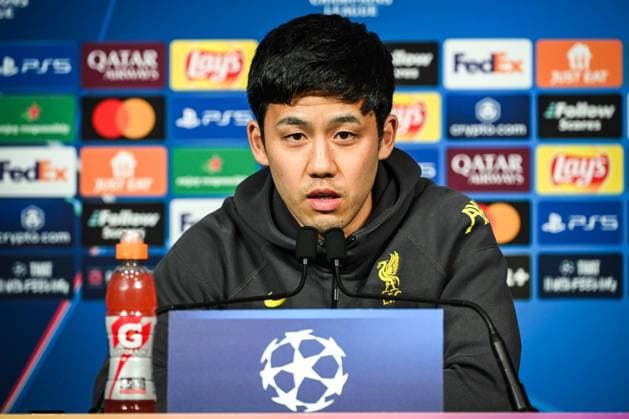 March 4, 2025, Paris, France, France: Wataru ENDO of FC Liverpool during a FC Liverpool press conference, PK, Pressekonferenz at Parc des Princes Stadium on March 04, 2025 in Paris, France. Paris France - ZUMAm308 20250304_zsp_m308_001 Copyright: xMatthieuxMirvillex