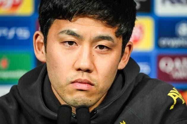 March 4, 2025, Paris, France, France: Wataru ENDO of FC Liverpool during a FC Liverpool press conference, PK, Pressekonferenz at Parc des Princes Stadium on March 04, 2025 in Paris, France. Paris France - ZUMAm308 20250304_zsp_m308_003 Copyright: xMatthieuxMirvillex