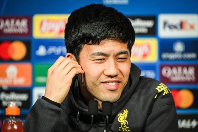March 4, 2025, Paris, France, France: Wataru ENDO of FC Liverpool during the Liverpool press conference, PK, Pressekonferenz ahead of the UEFA Champions League, Round of 16, 1st leg football match between Paris Saint-Germain and Liverpool FC on 4 March 2025 at Parc des Princes stadium in Paris, France - Photo DPPI Paris France - ZUMAm308 20250304_zsp_m308_006 Copyright: xMatthieuxMirvillex