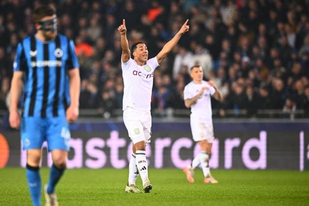Club Brugge v Aston Villa - UEFA Champions League BRUGGE, BELGIUM - MARCH 04 : Tielemans Youri midfielder of Aston Villa during the UEFA Champions League 2024 25 round of 16 match first round between Club Brugge and Aston Villa on March 4, 2025 in Brugge, Belgium, 04 03 2025 Brugge Belgium  Copyright: xGvgx