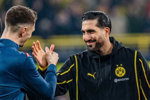 04.03.2025, Borussia Dortmund vs. OSC Lille, UEFA Champions League, Achtelfinale-Hinspiel Emre Can (Borussia Dortmund, 23) und Thomas Meunier (OSC Lille, 12) Copyright: xBahhoxKarax
