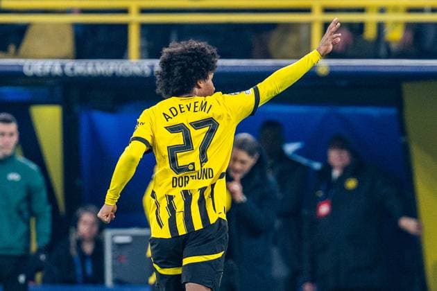 04.03.2025, Borussia Dortmund vs. OSC Lille, UEFA Champions League, Achtelfinale-Hinspiel Tor zum 1:0 durch Karim Adeyemi (Borussia Dortmund, 27) Copyright: xBahhoxKarax