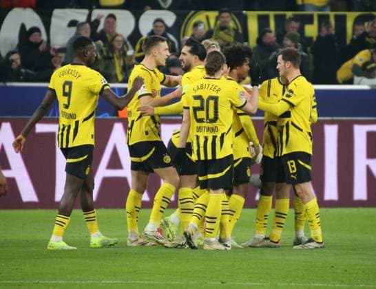 04.03.2025, xgrfx, Fussball UEFA Champions League, Borussia Dortmund - Lille OSC v.l. Tor, Karim Adeyemi (Borussia Dortmund) (DFL DFB REGULATIONS PROHIBIT ANY USE OF PHOTOGRAPHS as IMAGE SEQUENCES and or QUASI-VIDEO) Dortmund