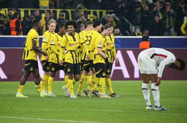 04.03.2025, xgrfx, Fussball UEFA Champions League, Borussia Dortmund - Lille OSC v.l. Tor, Karim Adeyemi (Borussia Dortmund) (DFL DFB REGULATIONS PROHIBIT ANY USE OF PHOTOGRAPHS as IMAGE SEQUENCES and or QUASI-VIDEO) Dortmund