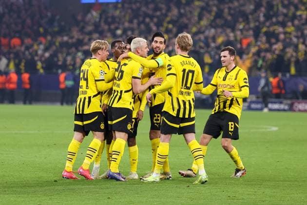 04.03.2025, UEFA Champions League, Achtelfinale, Borussia Dortmund - Lille OSC, Die Spieler des BVB bejubeln das Tor zum 1:0 durch Karim Adeyemi (Borussia Dortmund), Dortmund Signal Iduna Park NRW Deutschland xRHR-FOTO DEx Copyright: DennisxEwert RHR-FOTOx RHR-FOTO DE
